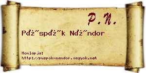 Püspök Nándor névjegykártya
